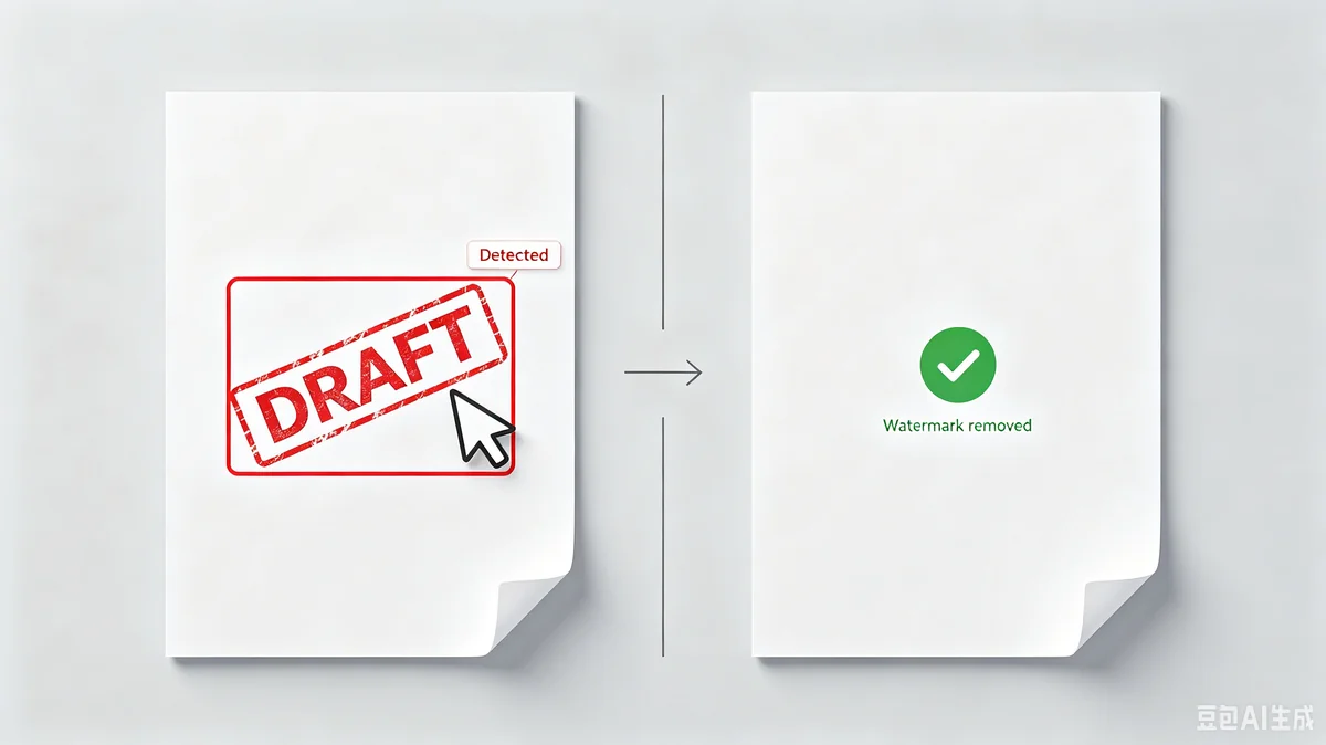 Removing watermark from PDF before and after
